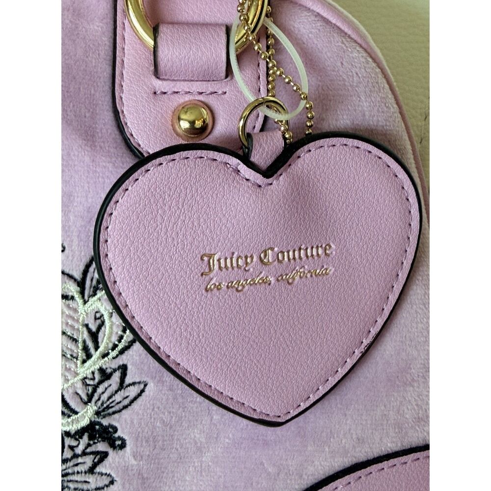 Juicy Couture Heritage Bowlers Lavender Purple Velvet Bag NWT Fondant Pink Y2K - Picture 3 of 8